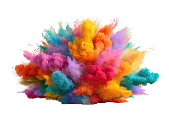 Vibrant explosion of colorful powder against black background