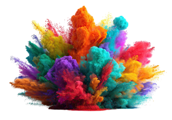 Vibrant explosion of colorful powder against a black background