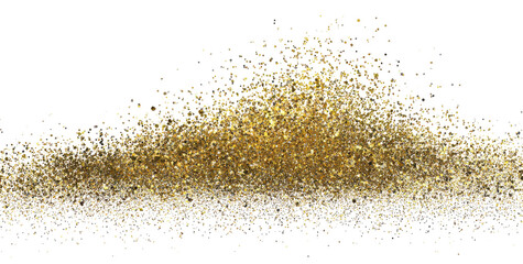 Glittering abstract sand dune with golden sparkles, on black