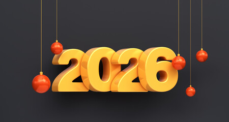 3D illustration Happy New Year 2026