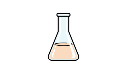 A clean and simple illustration of a laboratory conical flask, containing a light orange liquid, symbolizing science and experimentation.