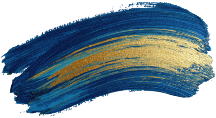 Abstract gold and blue brushstroke paint smear
