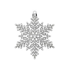 Elegant silver snowflake ornament with sparkling crystals, holiday decor