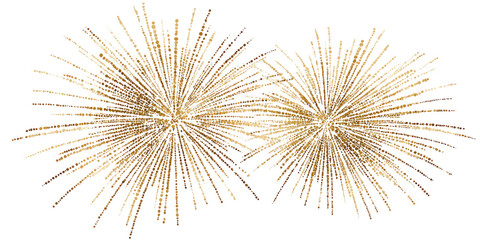 Obraz premium Two golden starbursts against a dark background