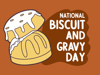 Celebrating National Biscuit and Gravy Day with a Delicious Cartoon Illustration of Biscuits and Gravy