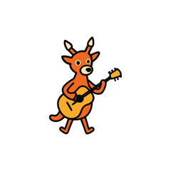 Obraz premium Deer Playing Guitar Animal Music Art Design