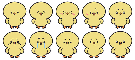 かわいいヒヨコの表情アイコンセット