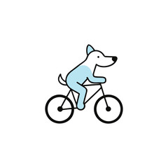 Fototapeta premium Dog Riding Bicycle Funny Animal Illustration