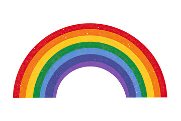 Vibrant rainbow arc with a starry, textured overlay on black