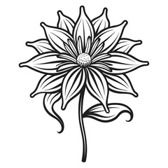 Elegant black and white line art flower illustration