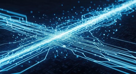 Abstract blue network lines with glowing points on a dark background