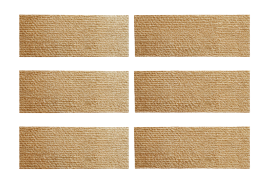 Six rectangular textured panels on a black background
