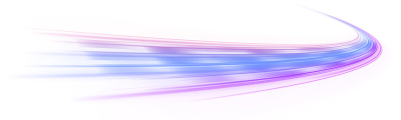 Neon pink and cyan light ribbons twist and curve across a transparent PNG background, forming dynamic motion waves. The glowing trails convey speed, energy, and futuristic vibes. Perfect for tech and  © cloudstock