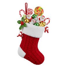 Festive Christmas stocking overflowing with holiday treats and joy