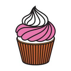 cupcake with ice cream vector illustration