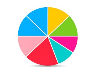 Colorful segmented pie chart on white background, seven sections