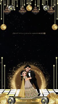 Sangeet Invitation Black and Gold Decorative Indian Wedding Blank Background Video