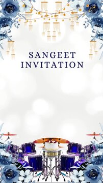 Sangeet Invitation Blue and Gray Elegant Indian Wedding Blank Background Video