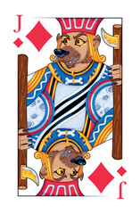 Werewolf Jack of Diamonds Playing Card. Vector illustration.
