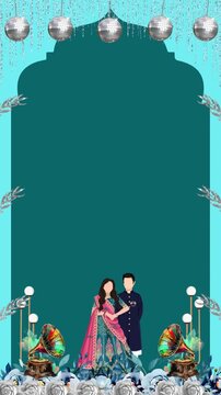 Sangeet Invitation Blue and White Decorative Indian Wedding Blank Background Video