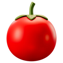 Shiny Red Tomato 3D Icon Illustration. Organic fresh produce superfood for lycopene nutrition, vitamins, healthy diet, web, app, e-commerce, and commercial product presentation. 3d illustration.