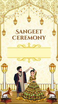 Sangeet Invitation Gold and Yellow Decorative Indian Wedding Blank Background Video