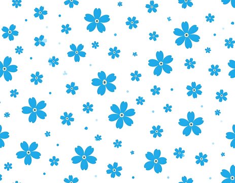 Seamless pattern with blue stylized flowers and dots - Powered by Adobe