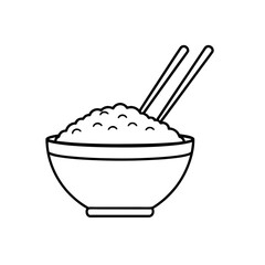 Bowl of rice with chopsticks on transparent background