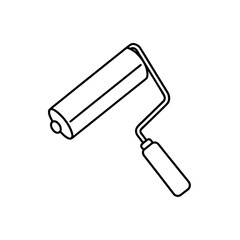 Outline drawing of paint roller on transparent background