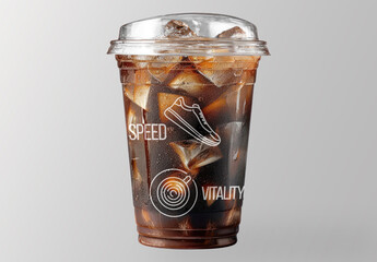 Iced Coffee Cup Mockup With Motivational Design Psd