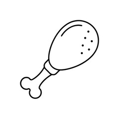 Outline drawing of chicken leg on transparent background