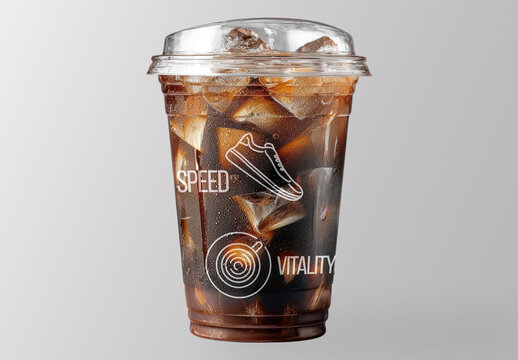 Iced Coffee Cup Mockup With Motivational Design Psd