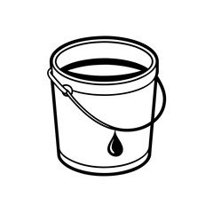 Outline of a bucket with liquid on transparent background