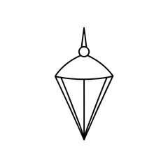 Hanging geometric lamp outline on transparent background