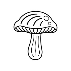 Outline drawing of a mushroom on transparent background