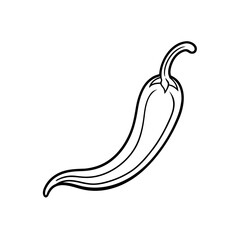 Outline drawing of chili pepper on transparent background