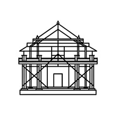 Outline of a traditional house on transparent background