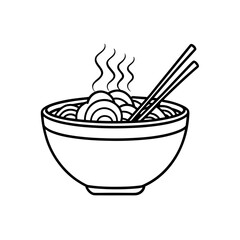 Bowl of noodles with chopsticks on transparent background
