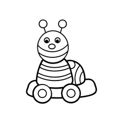 Cartoon bug on wheels drawing on transparent background