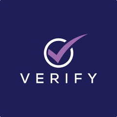 Initial letter V verify logo design, check circle round symbol icon vector
