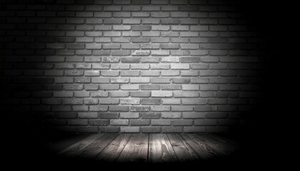 黒いレンガの壁とスポットライト　AI生成素材