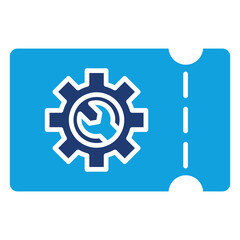 Service Ticket Flat Blue Icon