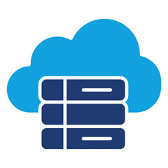 Cloud Database Flat Blue Icon