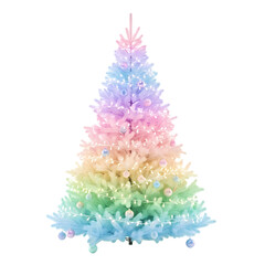 Pastel Christmas tree with fairy lights for festive holiday decor