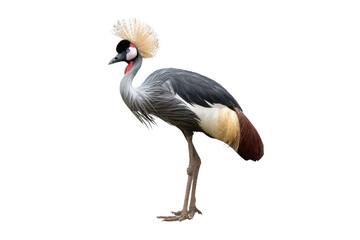 Obraz premium crowned crane poses elegantly against transparent background