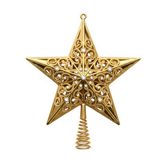 Elegant gold Christmas star ornament sparkling with diamonds for the holidays