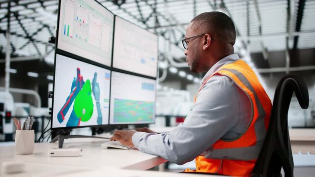 Mechanical Engineering Worker Creating 3D CAD Design