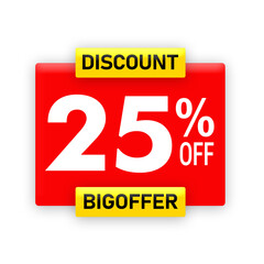 25% Off Discount Label PNG | Red and Yellow Sale Tag | Big Offer Promotion Badge | Special Discount Sticker Design 25% off, discount label png, sale tag, 25 percent off, red yellow sale badge