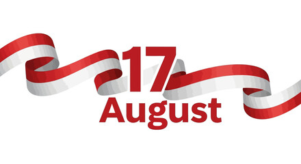 A flowing ribbon design featuring alternating red and white stripes, elegant and decorative.