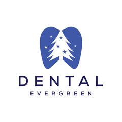 dental tooth teeth and christmas tree logo design vector template
